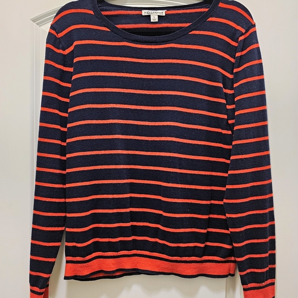 J.Crew Mercantile Navy Red Stripe Crewneck Sweater Nantucket Preppy Size L - Picture 2 of 6